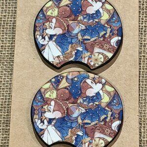 Mr & Ms Mouse Stained Glass Sublimation Car Coasters